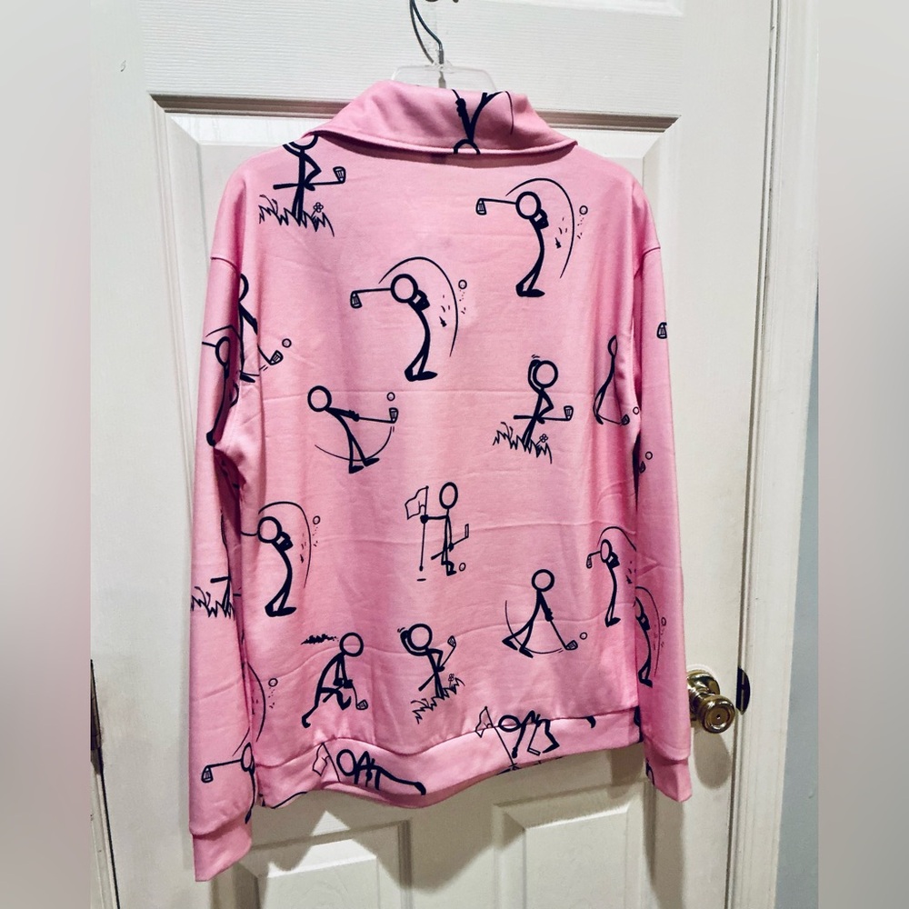 Acegolfs NWT Pink Stick Figure Golf Pullover Woman’s Size Large Activewear - Picture 4 of 13